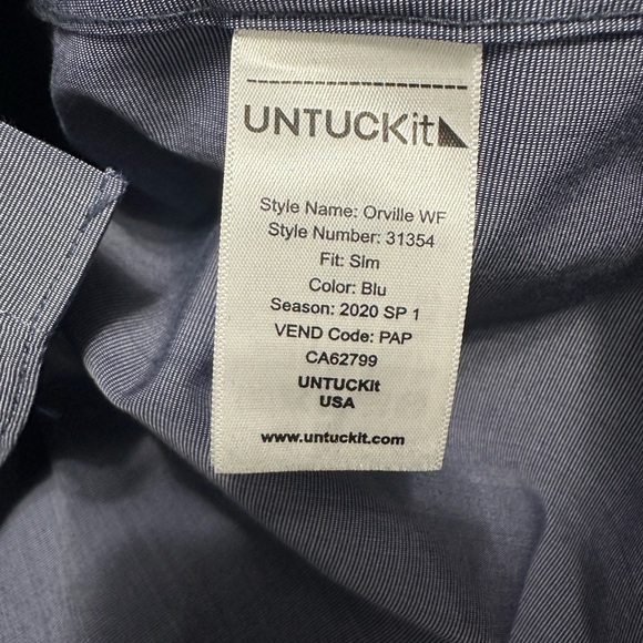 UNTUCKit Mens Shirt XL Blue Wrinkle Free LS Orville Button Up Cotton Collared - Picture 10 of 12